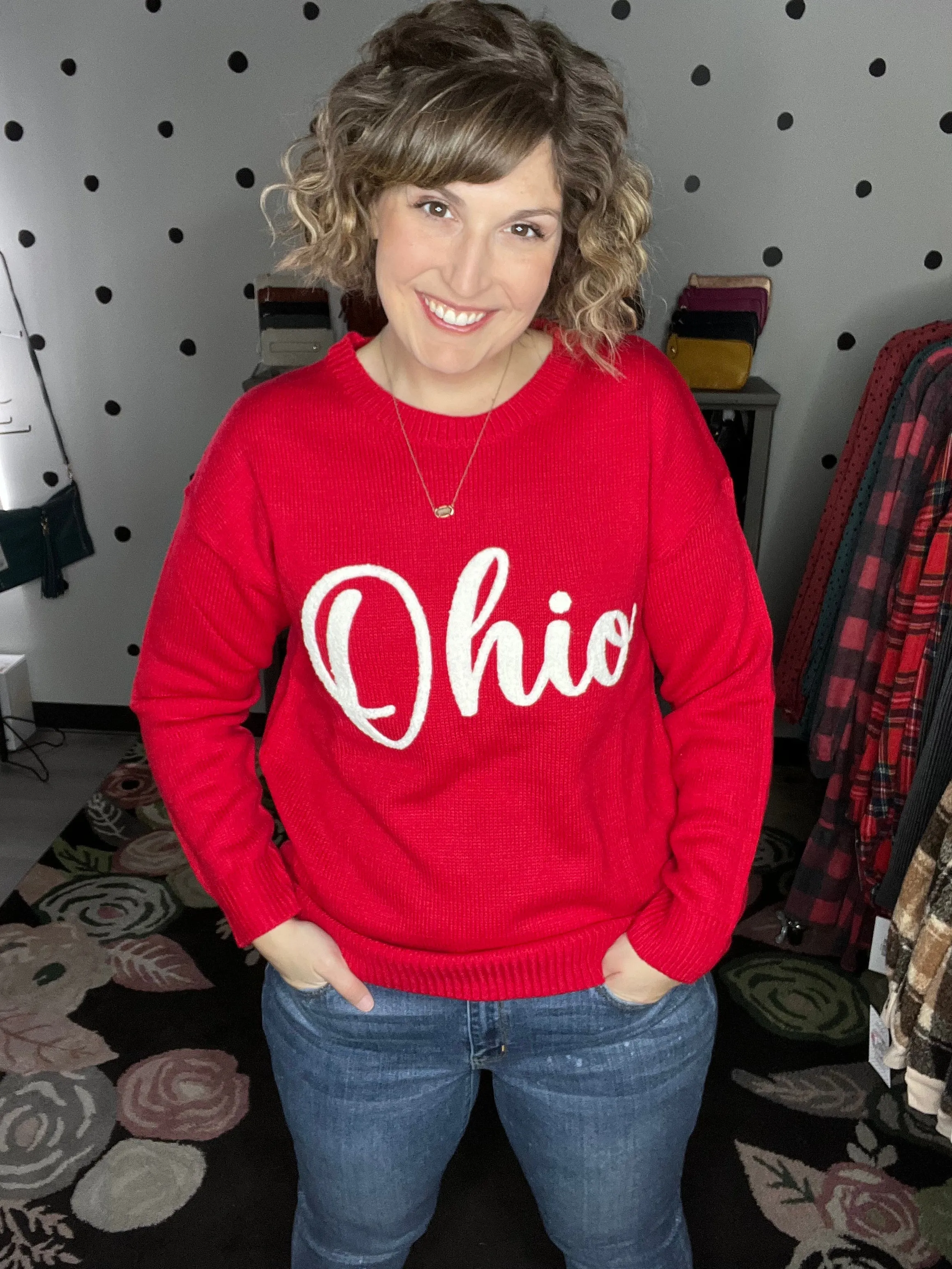 Red Script Ohio Sweater