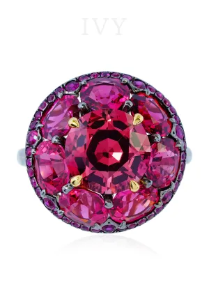 Red Spinel and Ruby Disco Ring