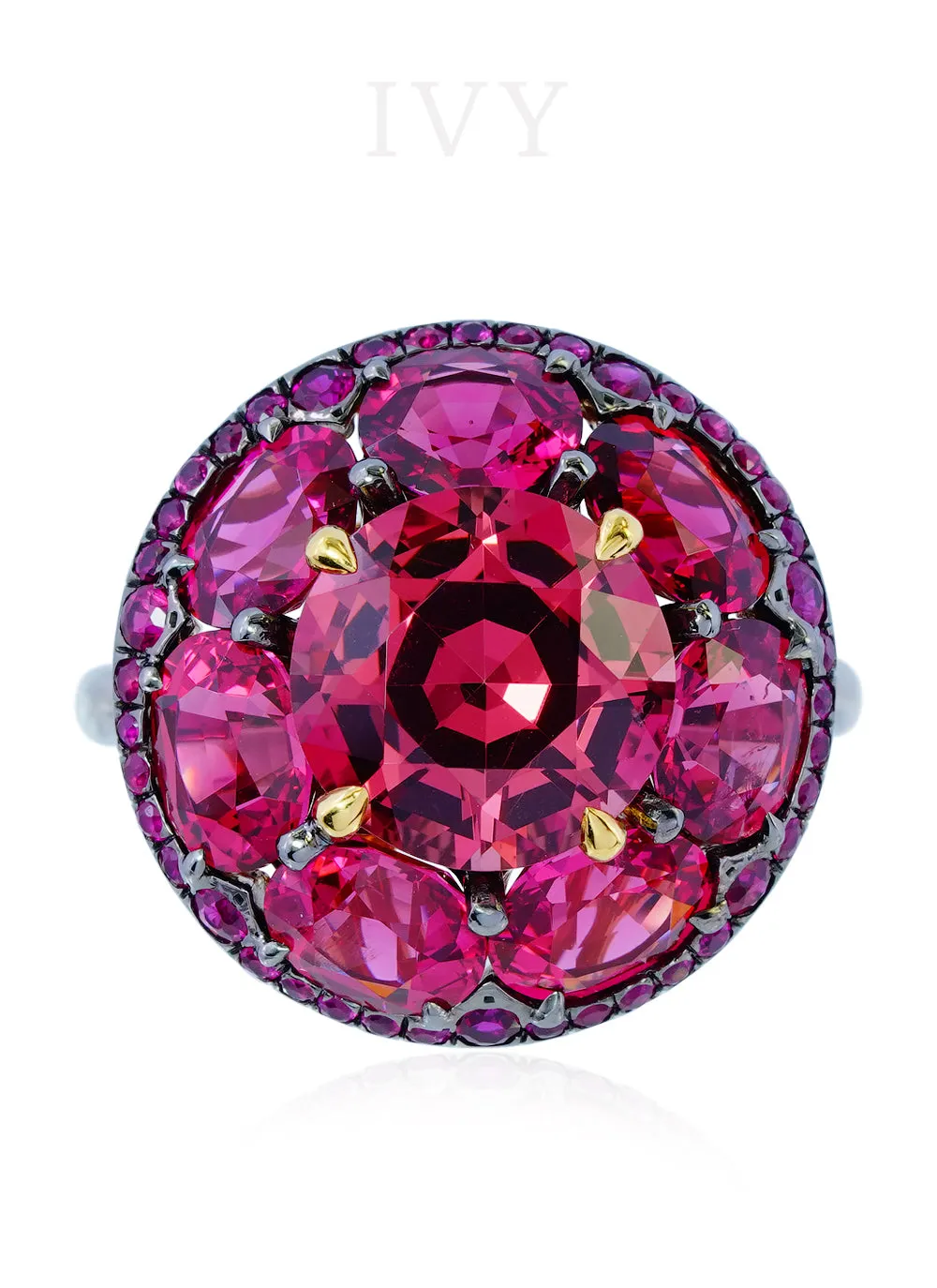 Red Spinel and Ruby Disco Ring