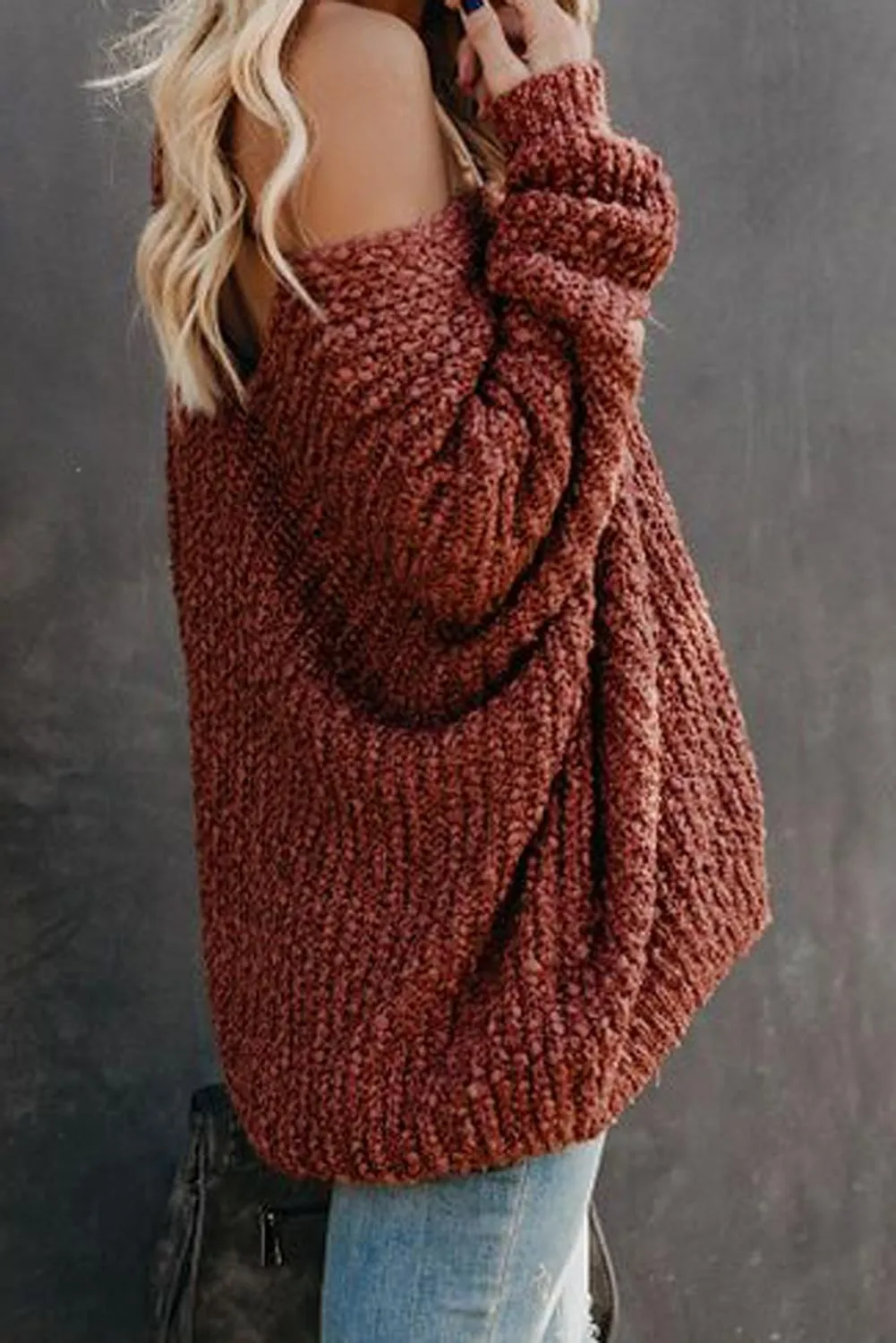 Red Warm My Soul Knit Off Shoulder Sweater