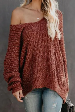 Red Warm My Soul Knit Off Shoulder Sweater