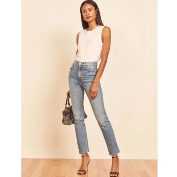 Reformation Jeans Liza Ultra High Rise Slim Straight Leg in Malta Size 26 $168