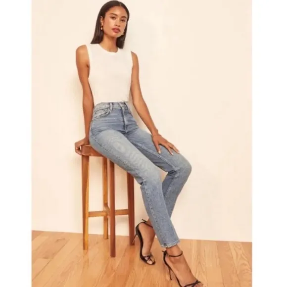 Reformation Jeans Liza Ultra High Rise Slim Straight Leg in Malta Size 26 $168
