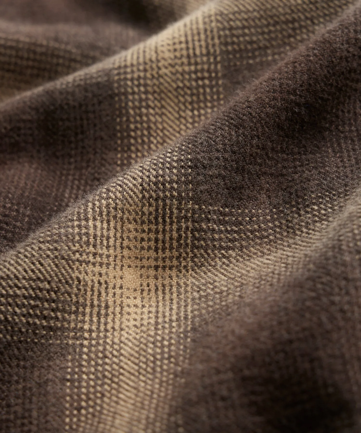Relaxed Fit Plaid Flannel Overshirt in Brown