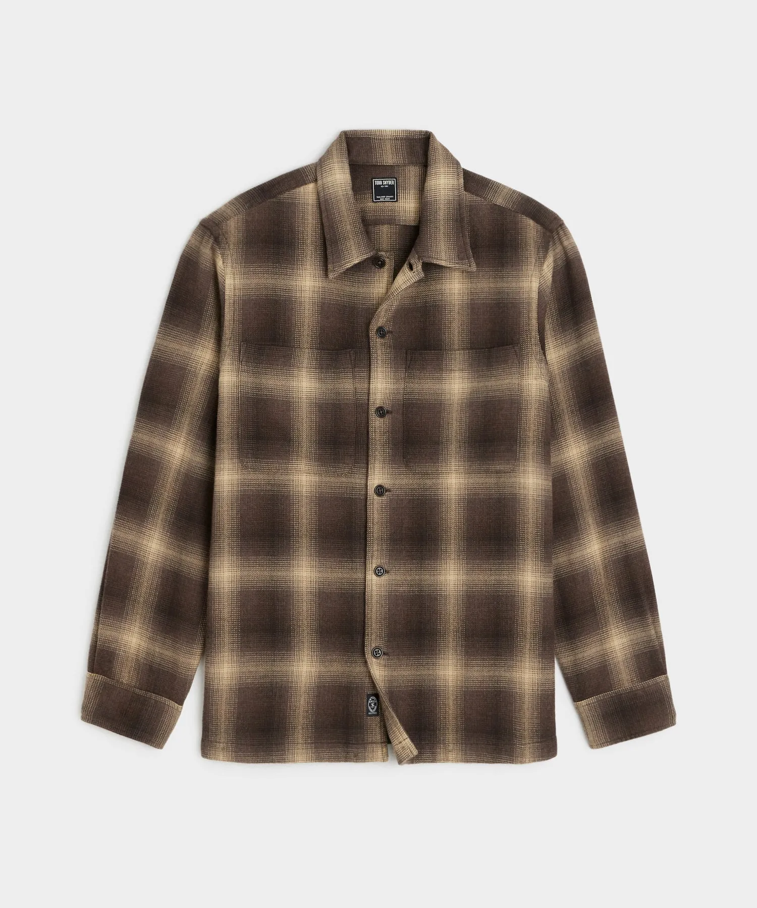 Relaxed Fit Plaid Flannel Overshirt in Brown