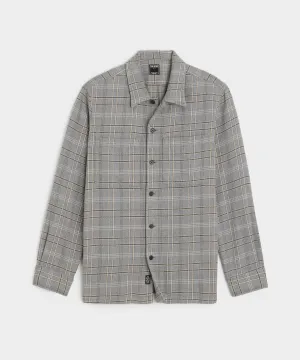 Relaxed Fit Plaid Flannel Overshirt in Light Grey