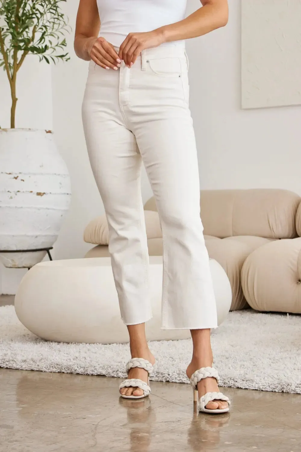 RFM Full Size Tummy Control High Waist Raw Hem Jeans