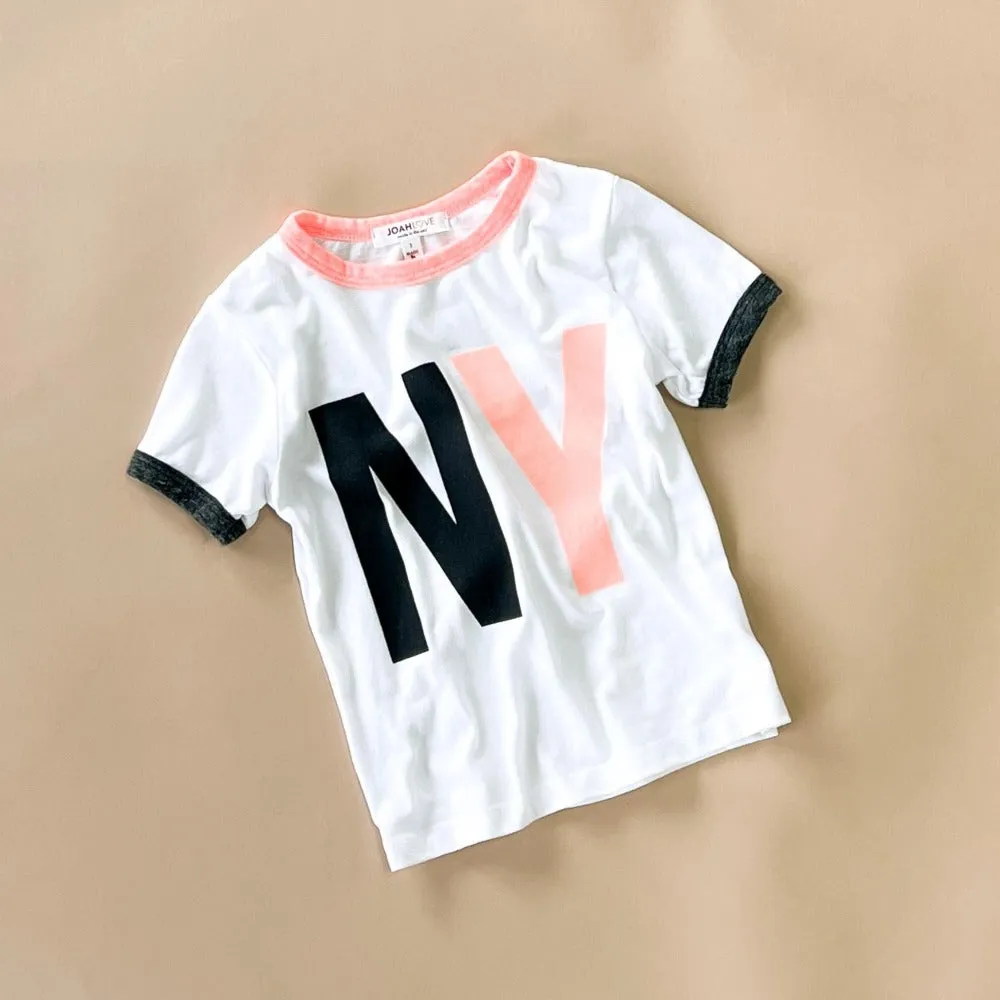 RINGER-NY | WHITE W/CORAL & BLACK