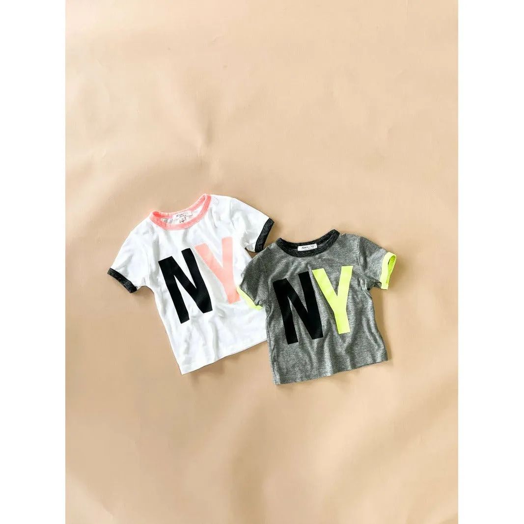 RINGER-NY | WHITE W/CORAL & BLACK