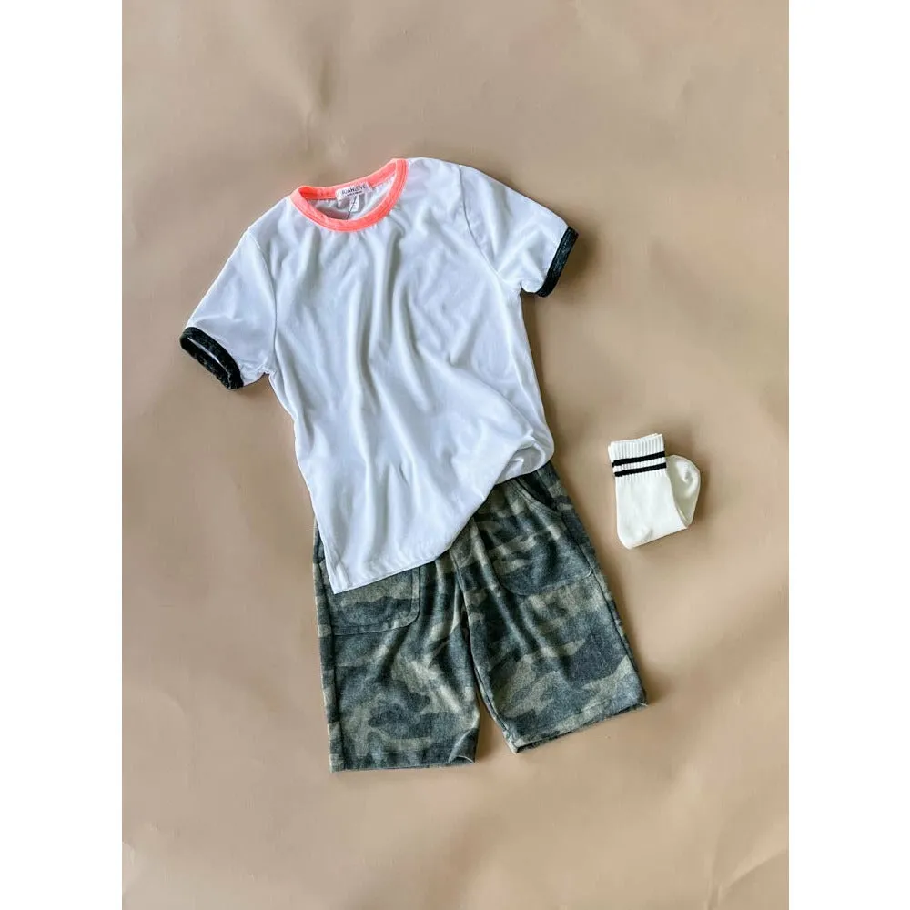 RINGER TEE | WHITE CORAL