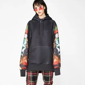 RIPNDIP Unisex  Scuba Bouquet Sleeve Print Hoodie In Black