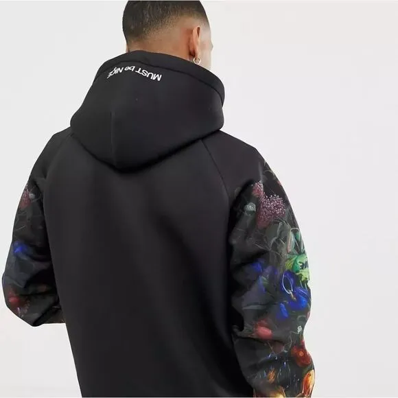 RIPNDIP Unisex  Scuba Bouquet Sleeve Print Hoodie In Black