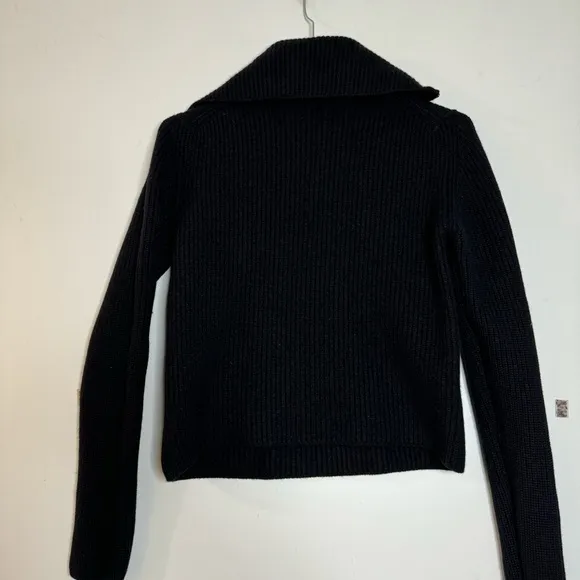 Roberto collina knit wool ribbed black pullover zip neck sweater