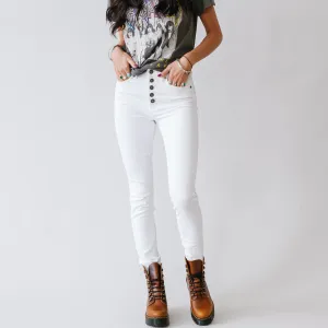 Roll It Out Kancan High Rise Button Fly Skinny in White