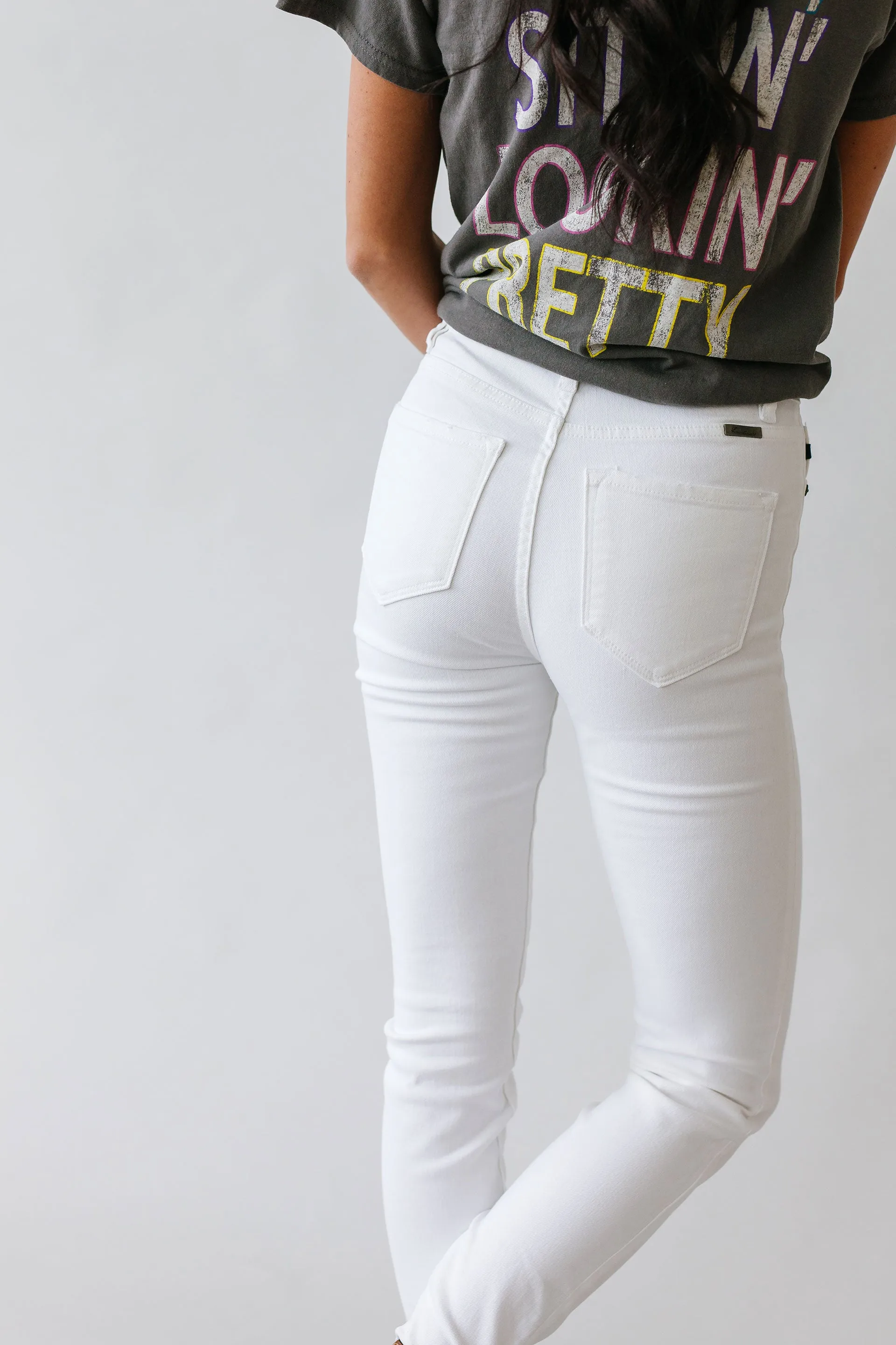 Roll It Out Kancan High Rise Button Fly Skinny in White