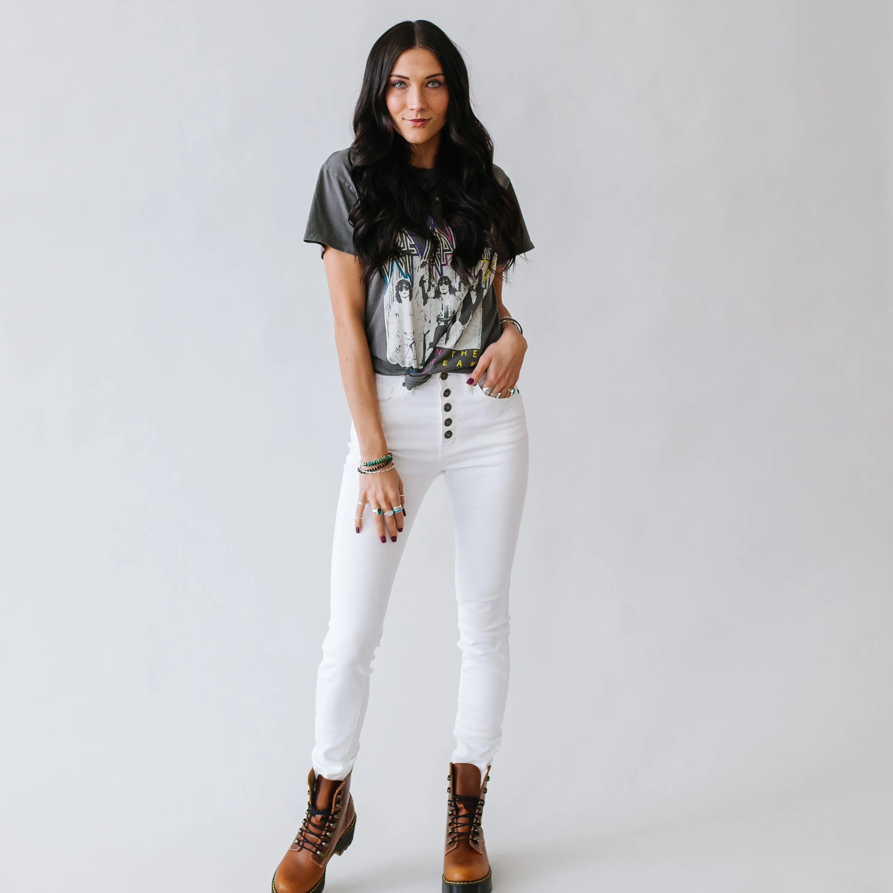 Roll It Out Kancan High Rise Button Fly Skinny in White