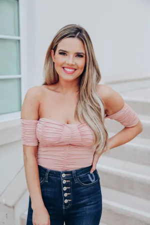 Ruched Milkmaid Bodysuit - Blush