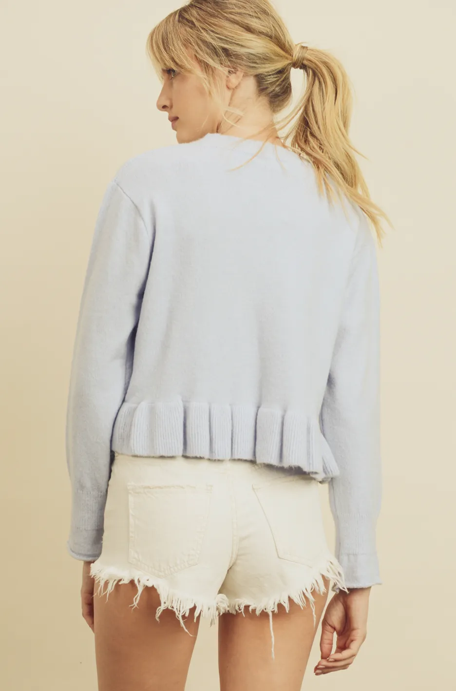 Ruffled Hem Pullover Sweater
