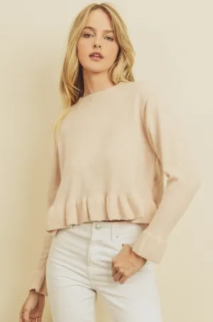 Ruffled Hem Pullover Sweater