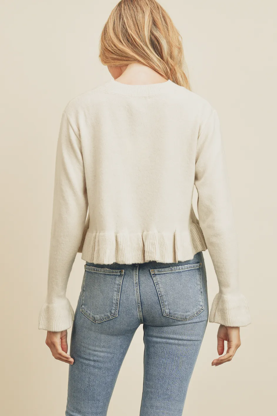 Ruffled Hem Pullover Sweater