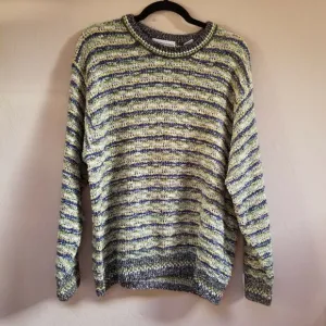 Saks Fifth Avenue Women XL Multicolor Drop Shoulder Knit Sweater Pullover Casual