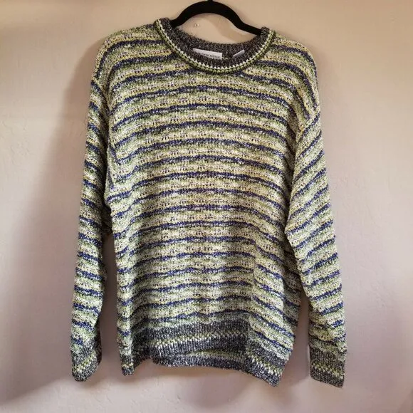 Saks Fifth Avenue Women XL Multicolor Drop Shoulder Knit Sweater Pullover Casual
