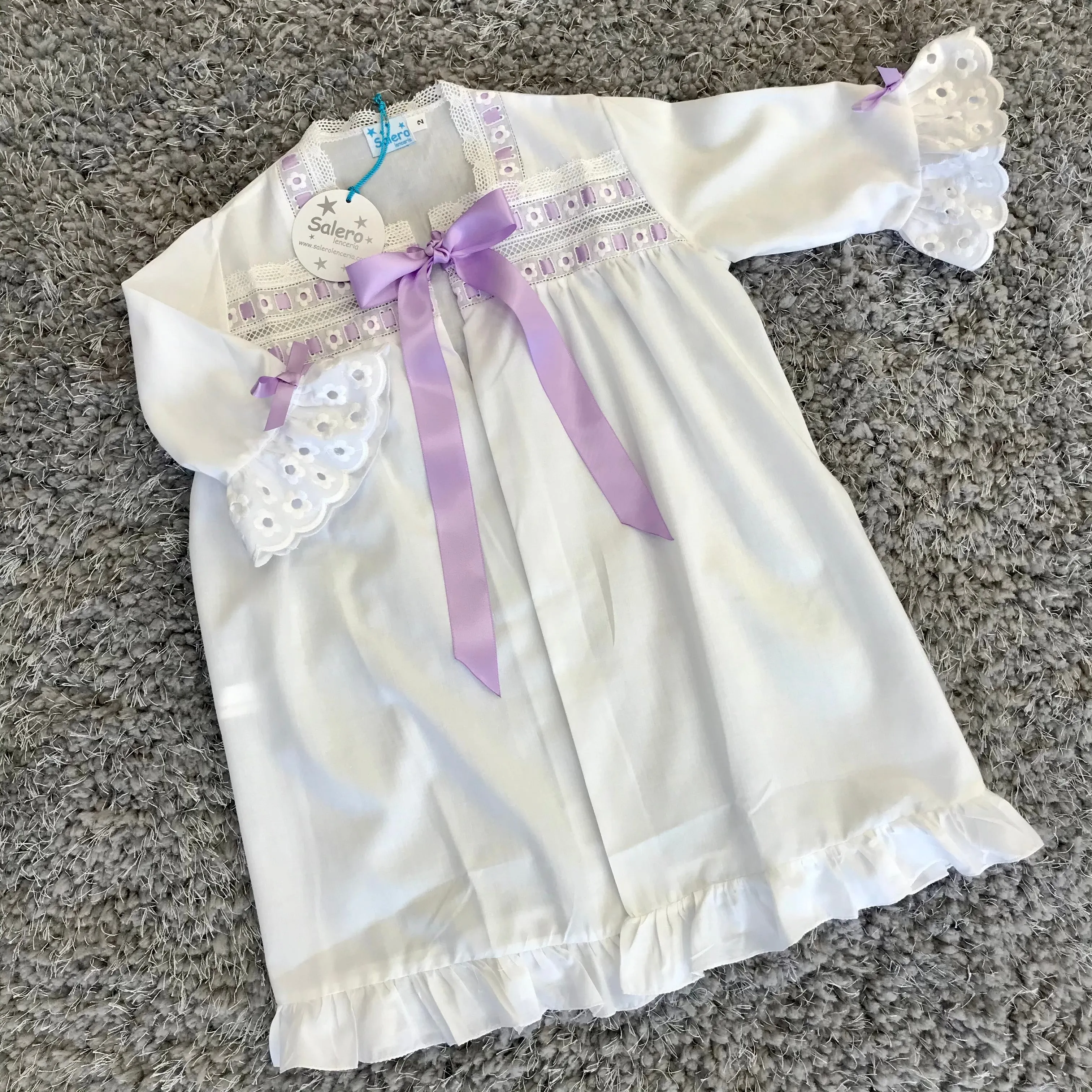 SALERO LENCERIA Lily White & Lilac Girls Dressing Gown - CLEARANCE SALE