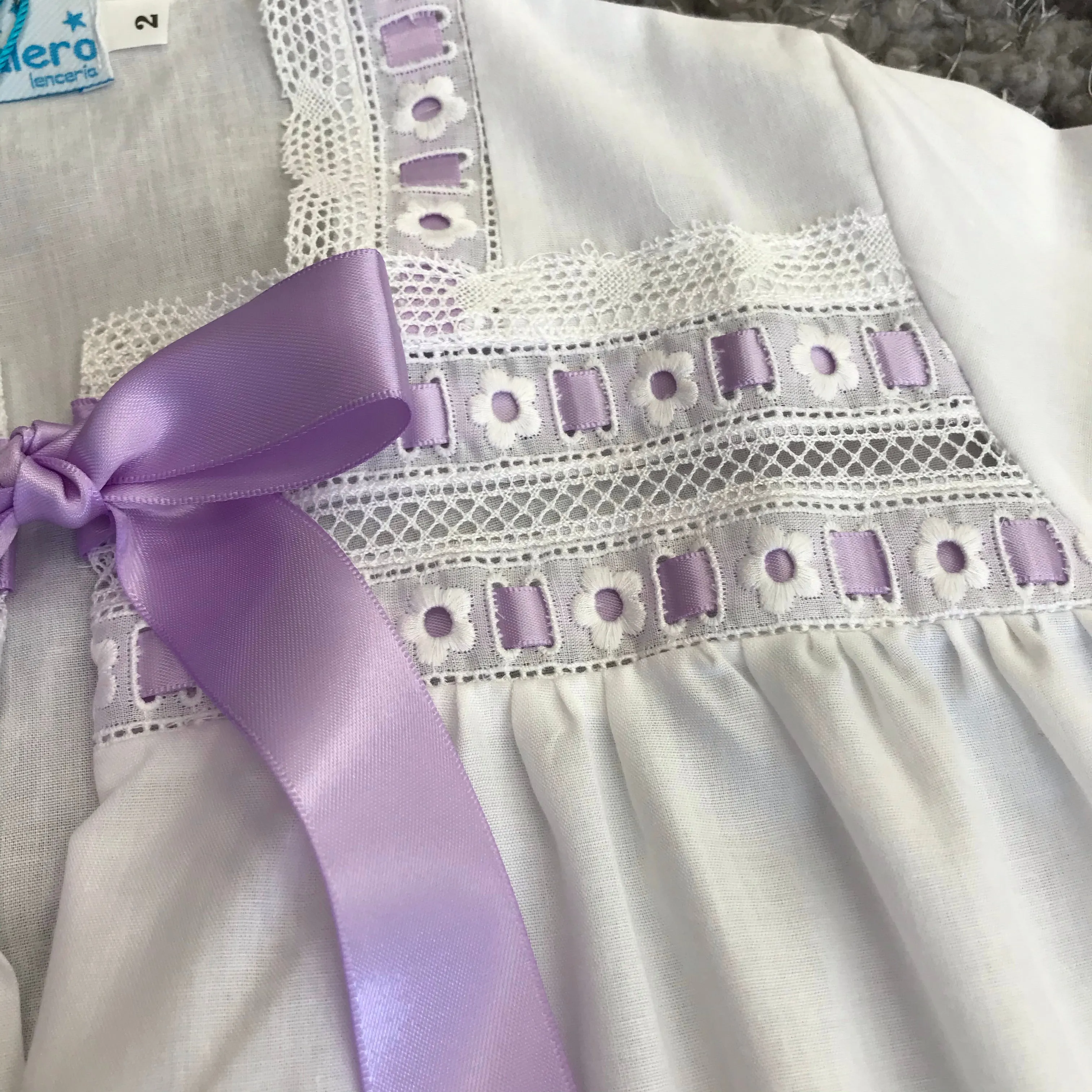 SALERO LENCERIA Lily White & Lilac Girls Dressing Gown - CLEARANCE SALE