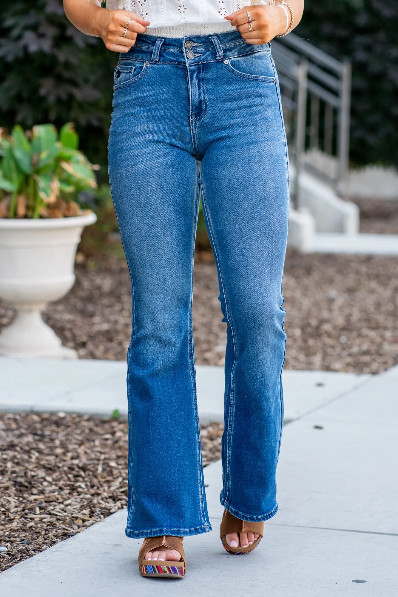 Scarlett High Rise Double Button Flare