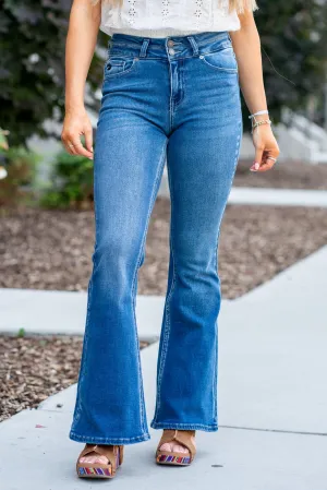 Scarlett High Rise Double Button Flare