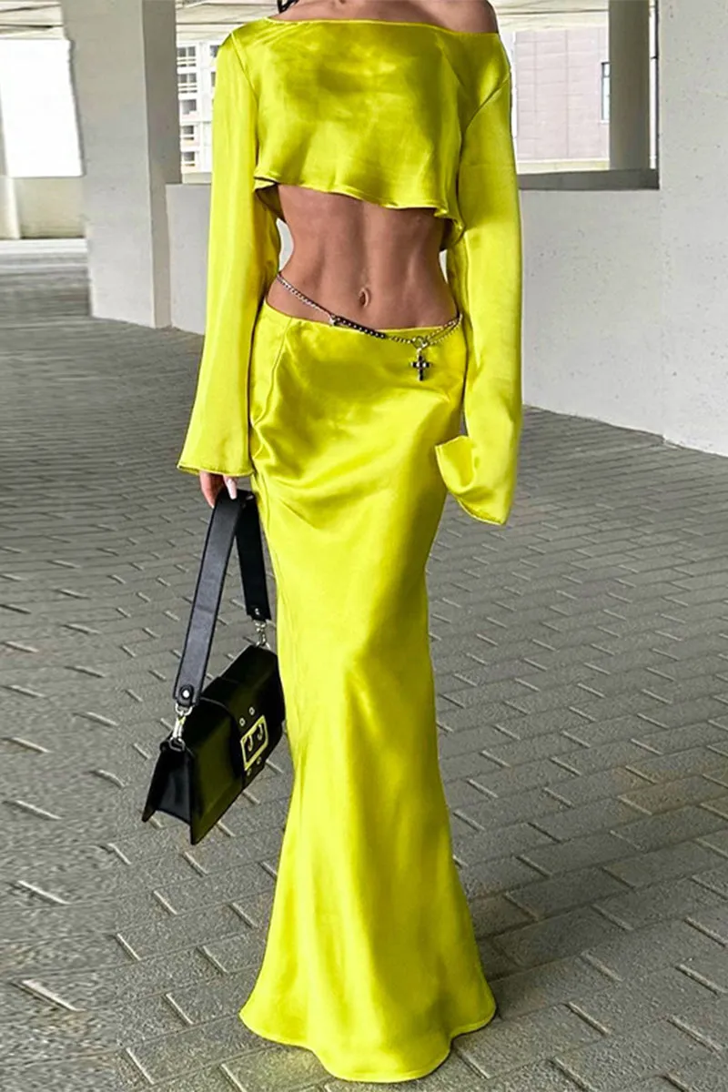 Sexy Off Shoulder Long Sleeve Two Pieces(No Belt)(3 Colors)
