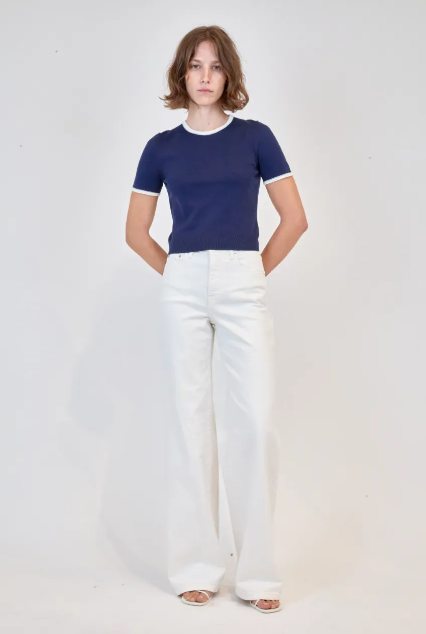 SIMKHAI - Carmen Ringer Knit Tee - Midnight