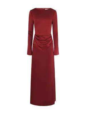 Simkhai Qiana Long Sleeve Draped Gown in Oxblood