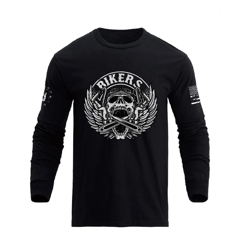 SKULL BIKER GRAPHIC LONG SLEEVE T-SHIRT