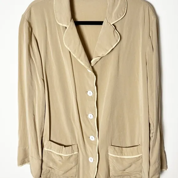 Sleeper Natural Beige Pajama Shirt Top XL great with jeans!!!