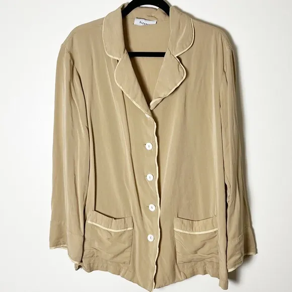 Sleeper Natural Beige Pajama Shirt Top XL great with jeans!!!