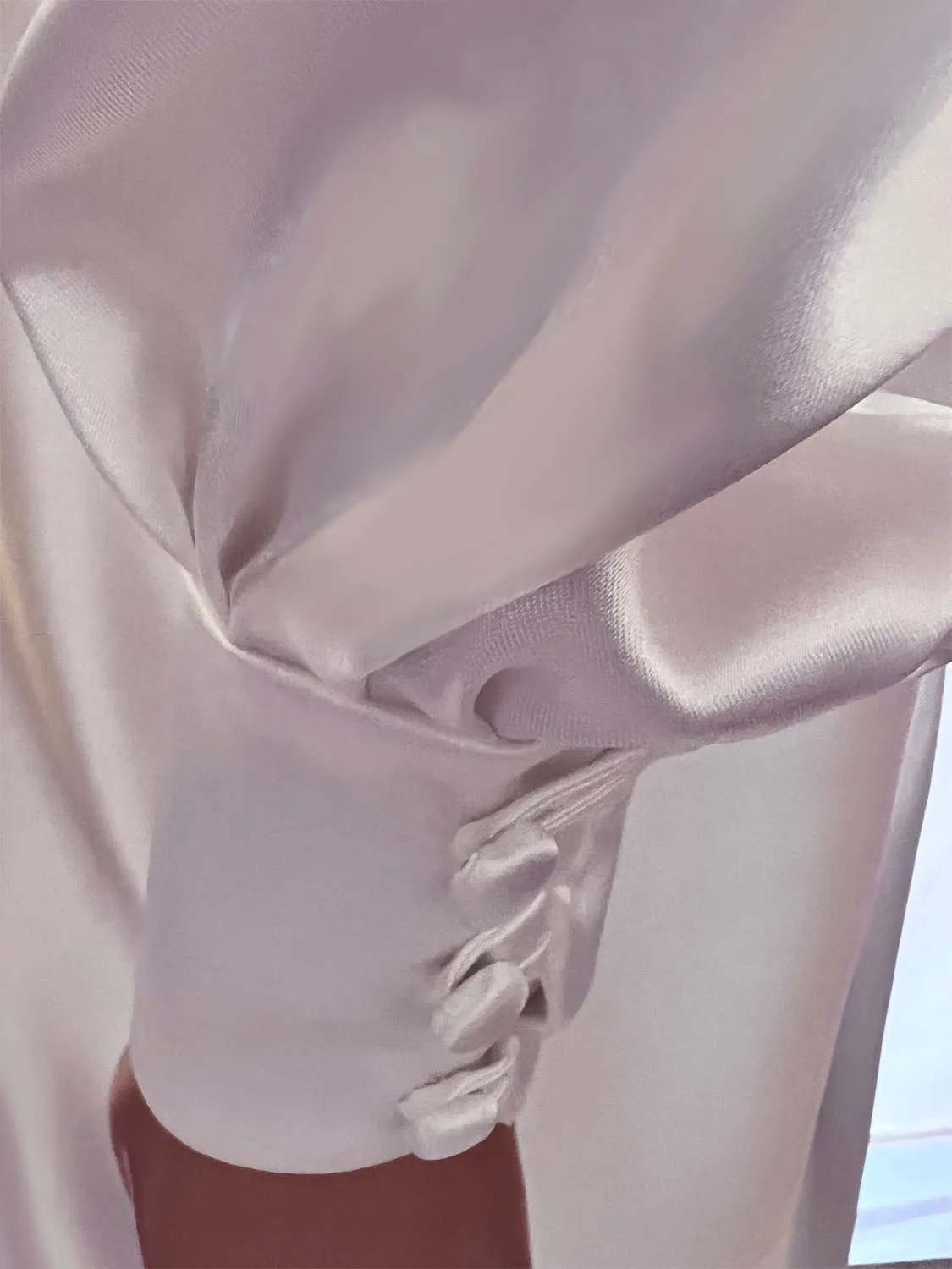 Solstice Satin Wedding Gown with Bishop Sleeves