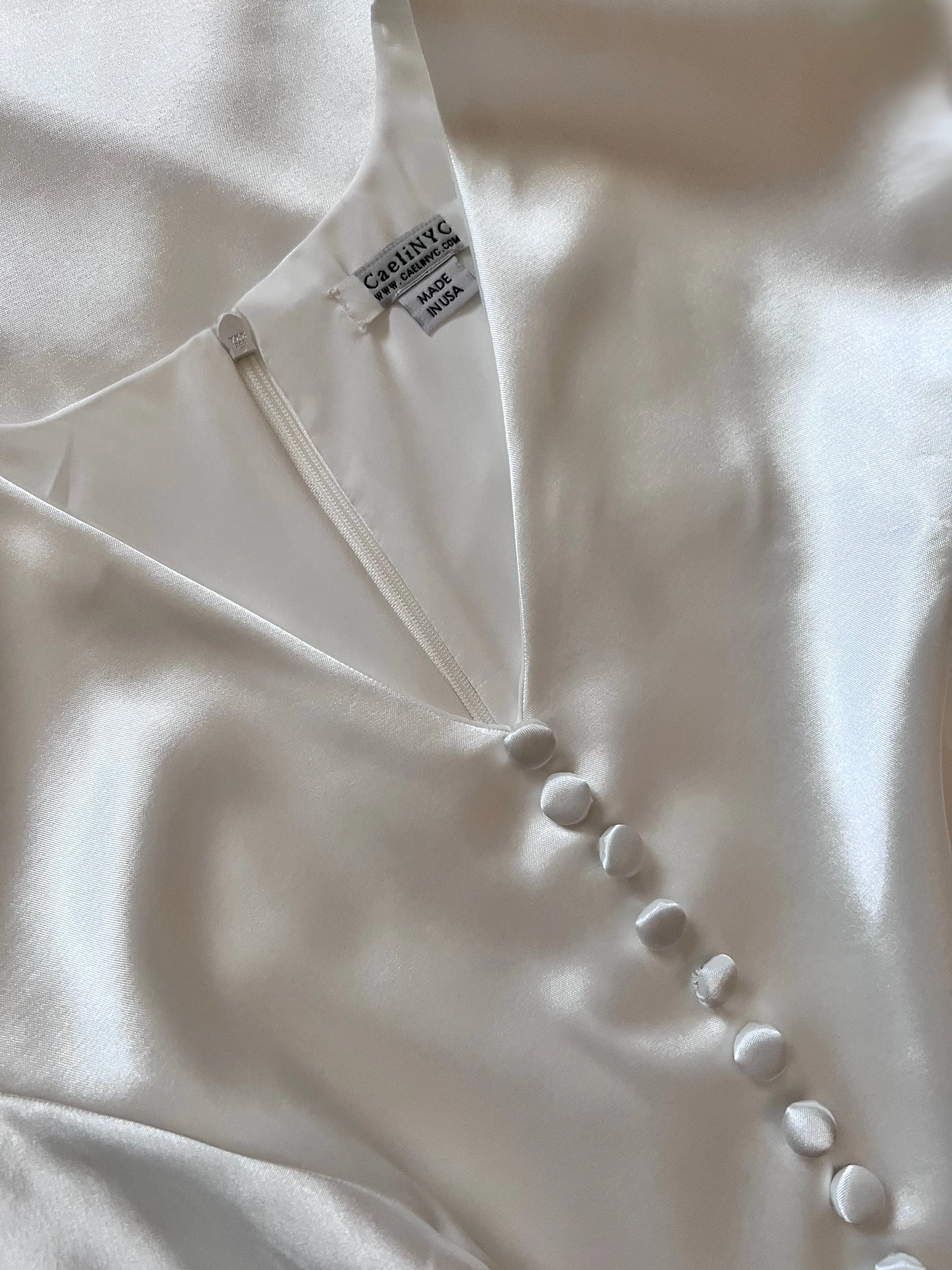 Solstice Satin Wedding Gown with Bishop Sleeves