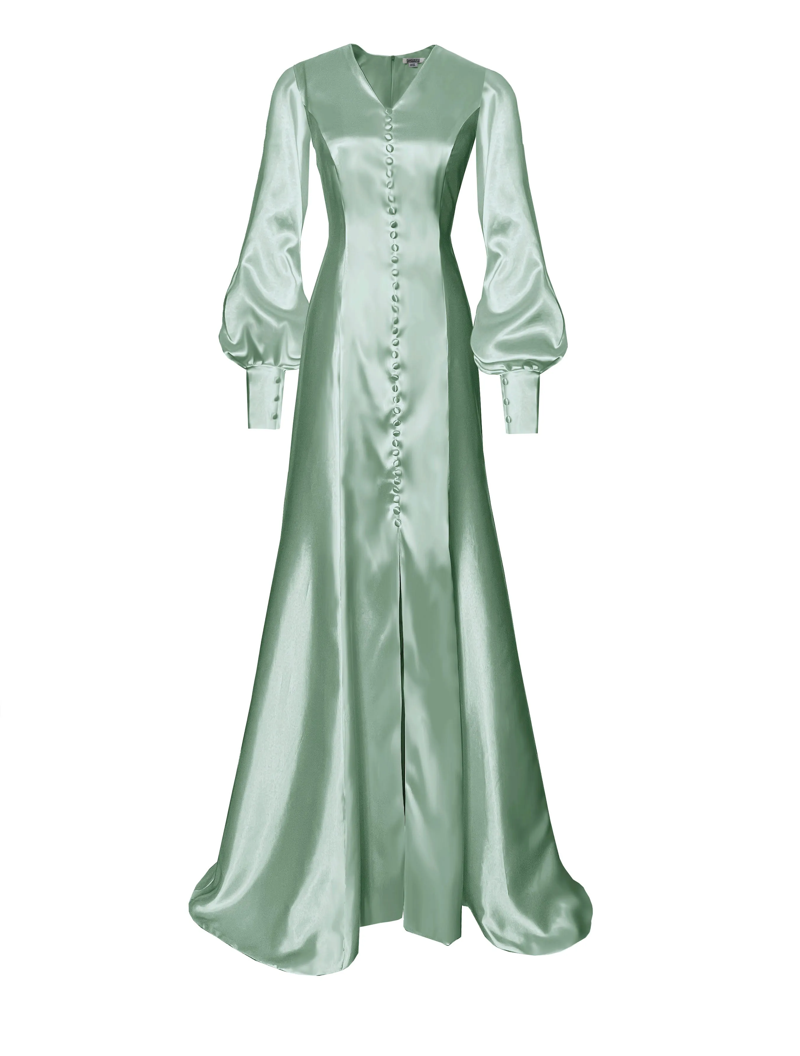 Solstice Satin Wedding Gown with Bishop Sleeves
