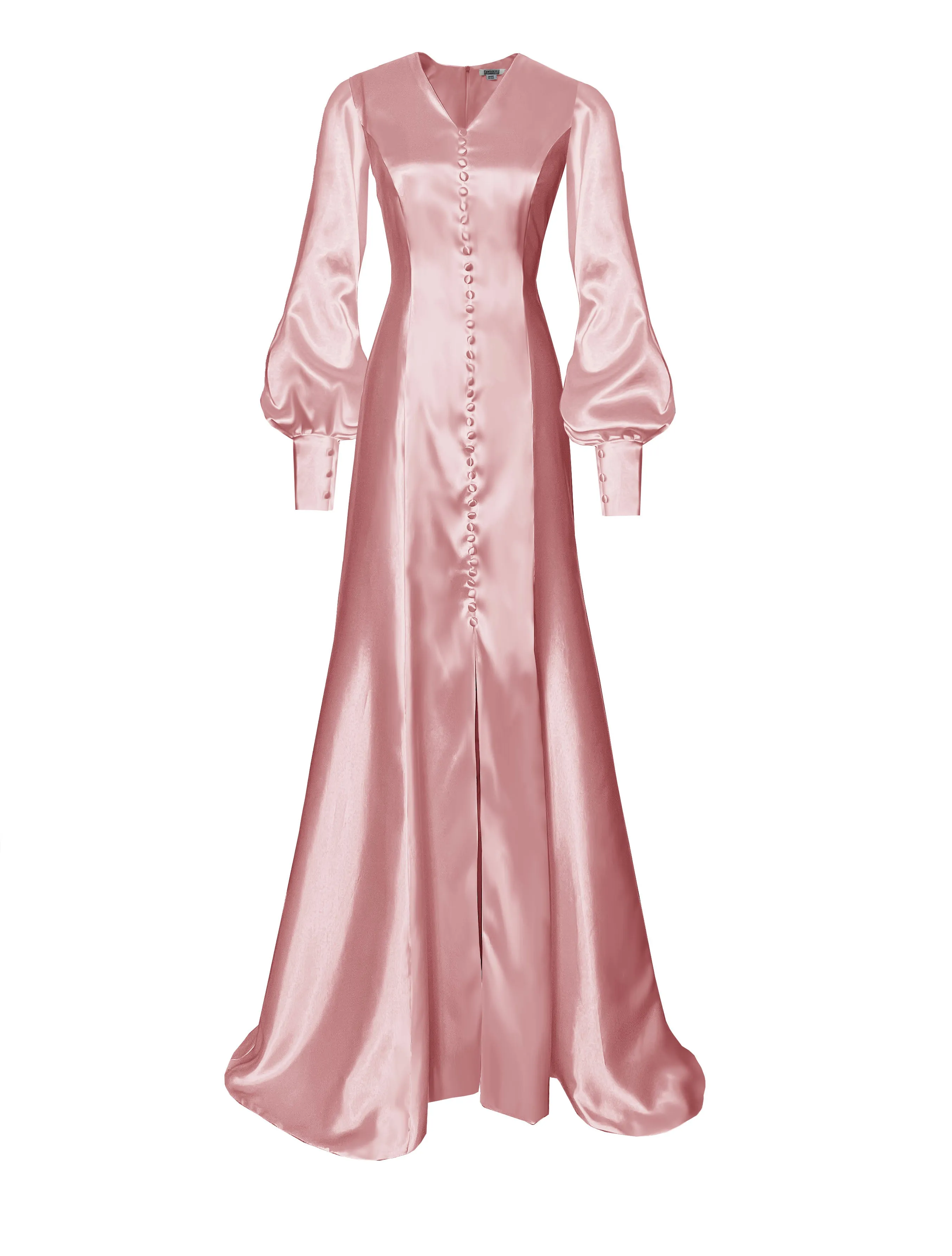 Solstice Satin Wedding Gown with Bishop Sleeves