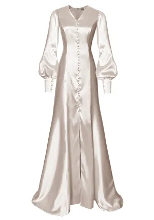 Solstice Satin Wedding Gown with Bishop Sleeves
