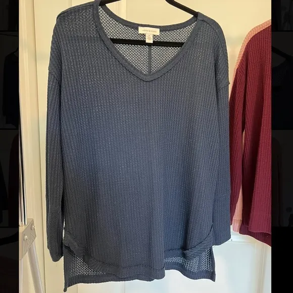 Splendid Womens Long Sleeve Pullover Waffle Knit Sweater Bundle Of 2 Medium