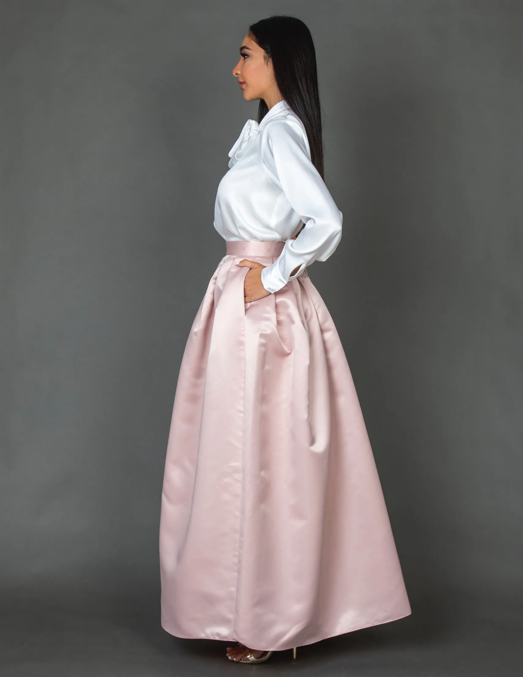 SS20 TAFFETA BALL GOWN SKIRT & MATT SATIN BLOUSE
