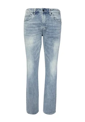 Straight Six Men's Jeans in Whiskered and Contrasted Blue - BM22634