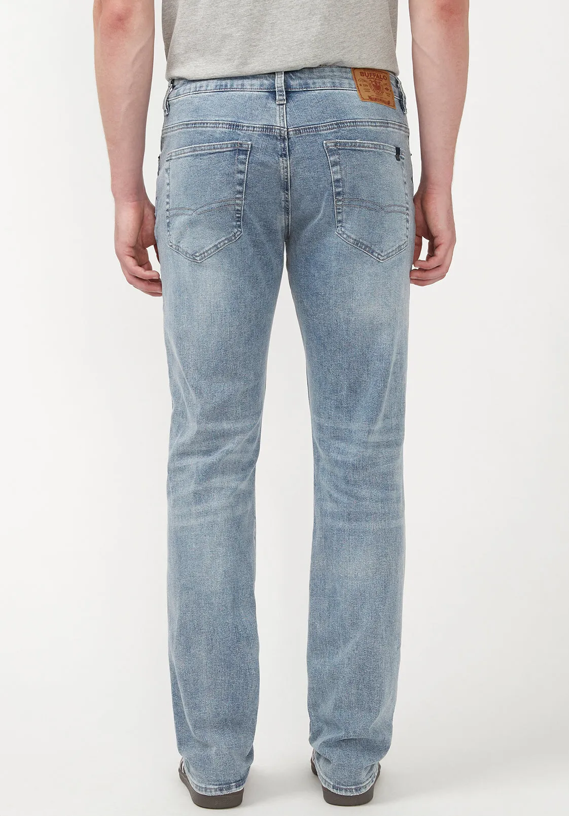 Straight Six Men's Jeans in Whiskered and Contrasted Blue - BM22634