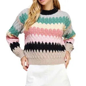 Strut &amp; Bolt Womens Honeycomb Striped Pullover Sweater Gray Blue Size Small