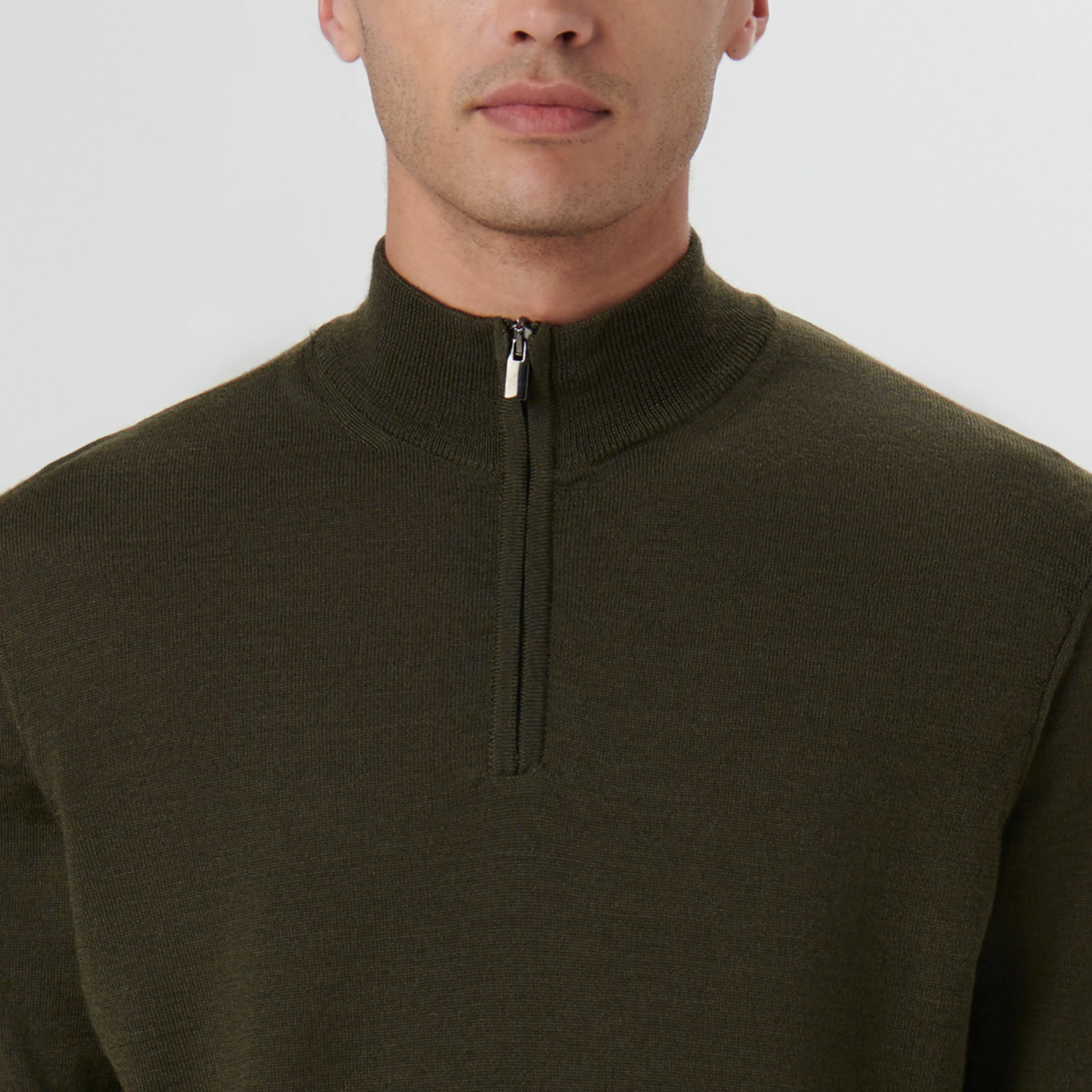 Super Merino Solid Quarter Zip Sweater