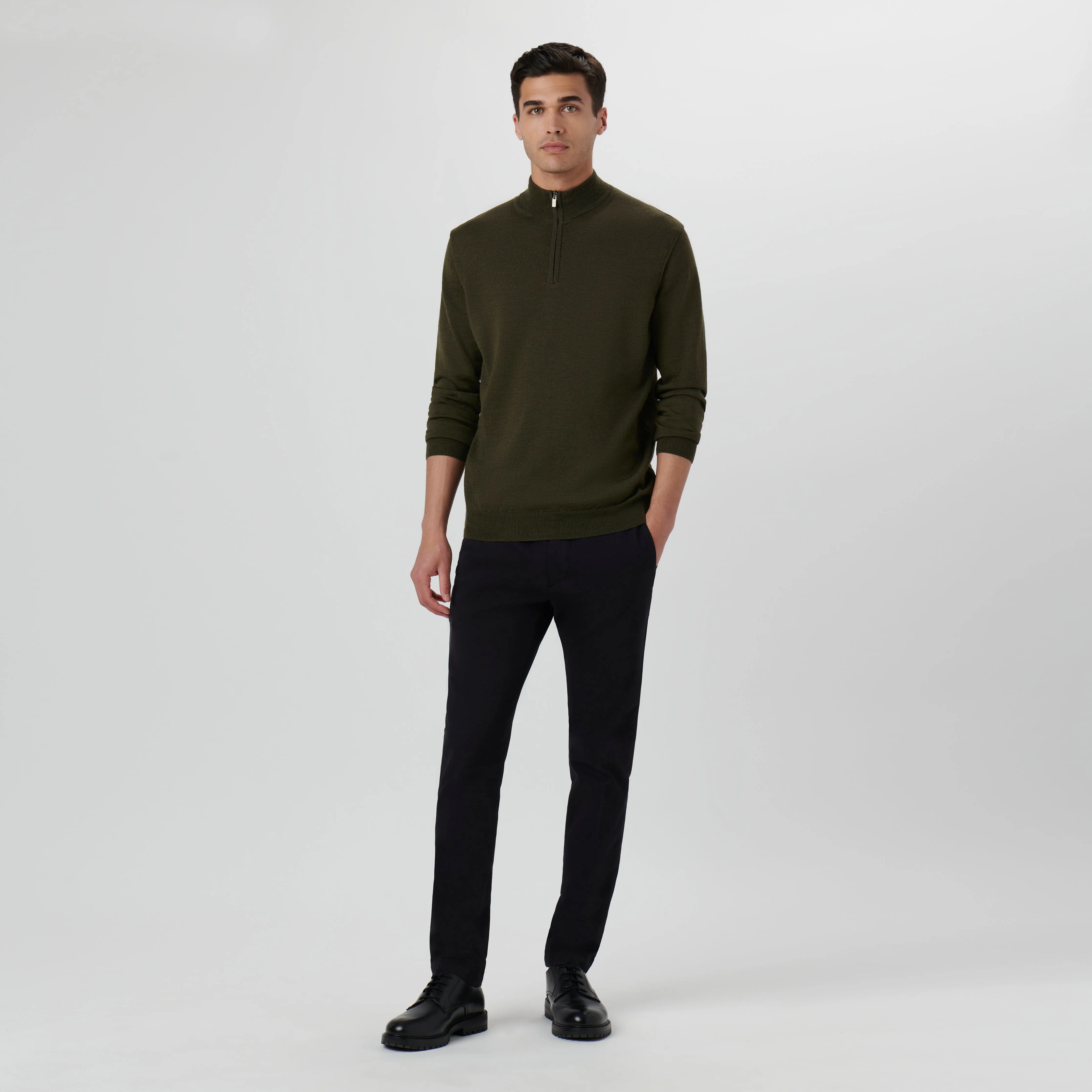 Super Merino Solid Quarter Zip Sweater
