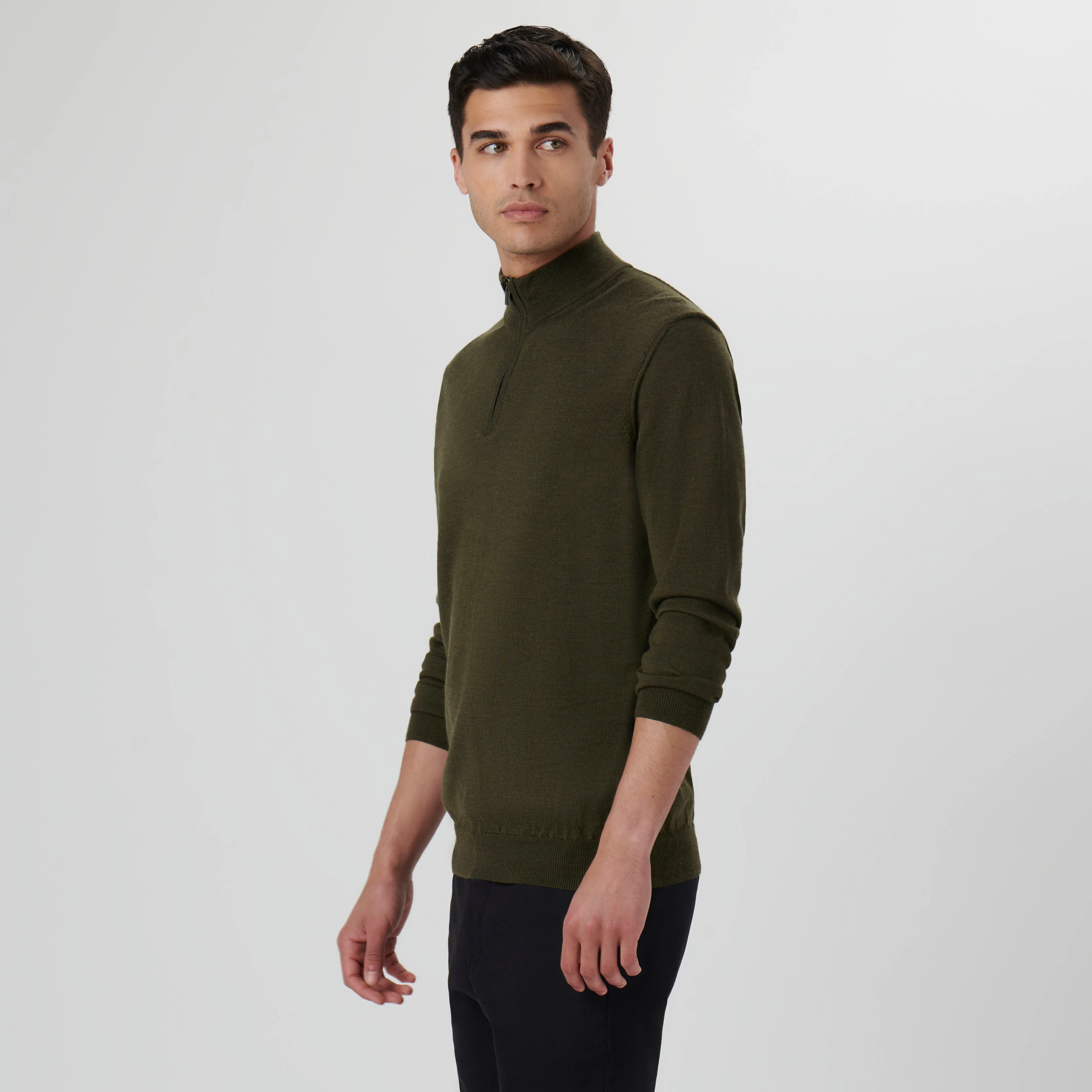 Super Merino Solid Quarter Zip Sweater