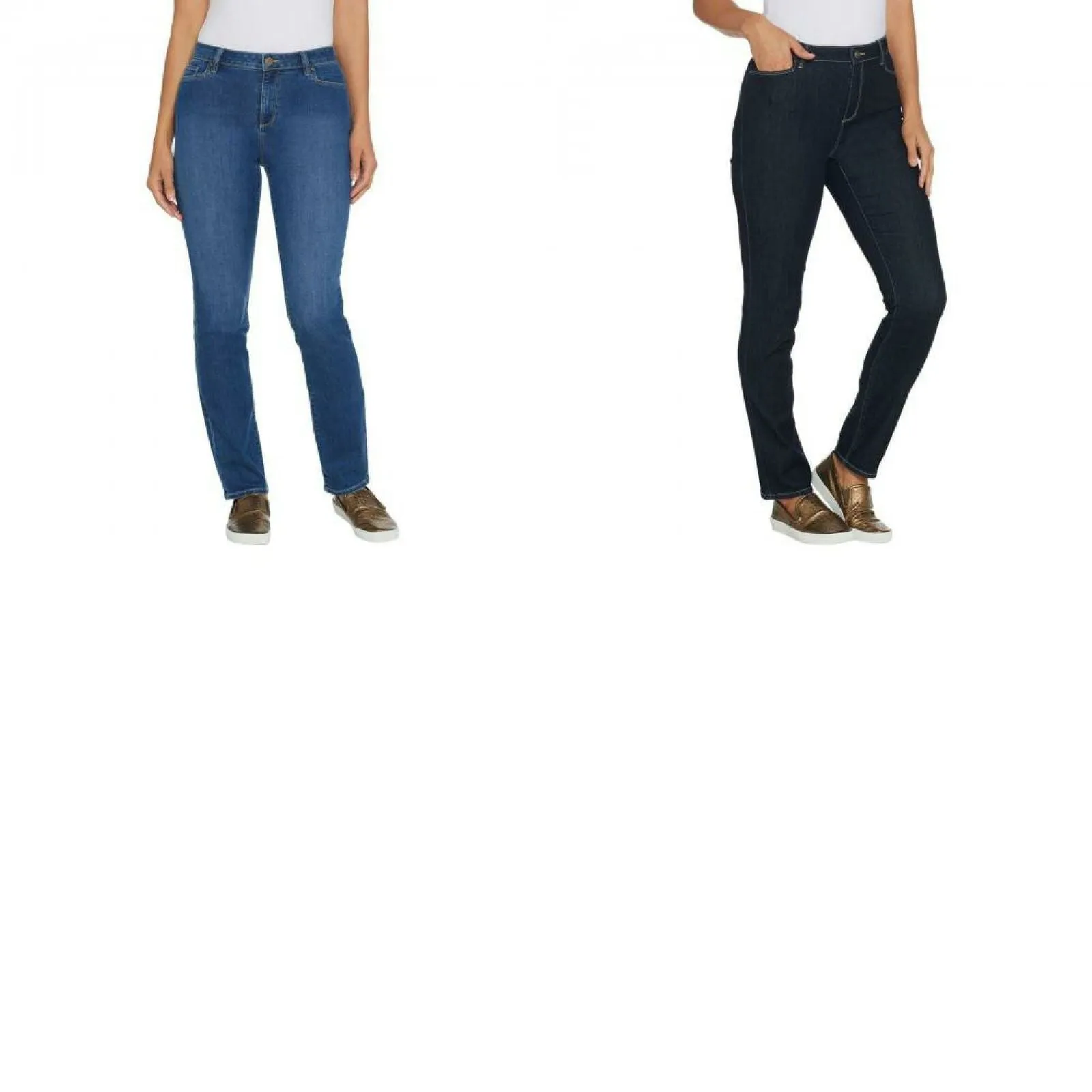 Susan Graver Plus Size High Stretch Denim Fly Front Jeans